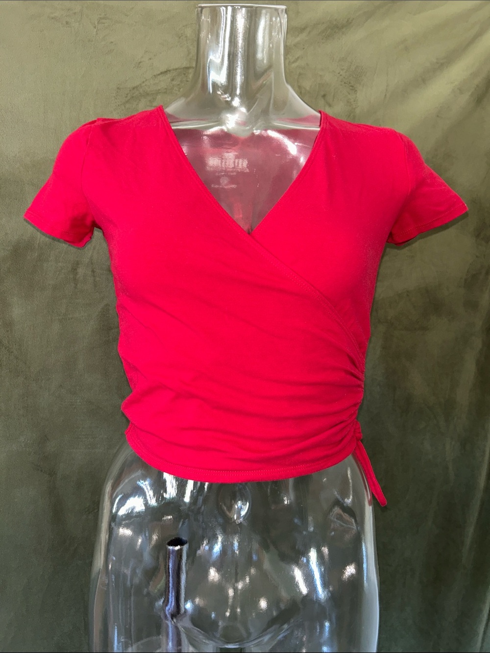 Hollister Red Wrap-Style Baby Tee Top